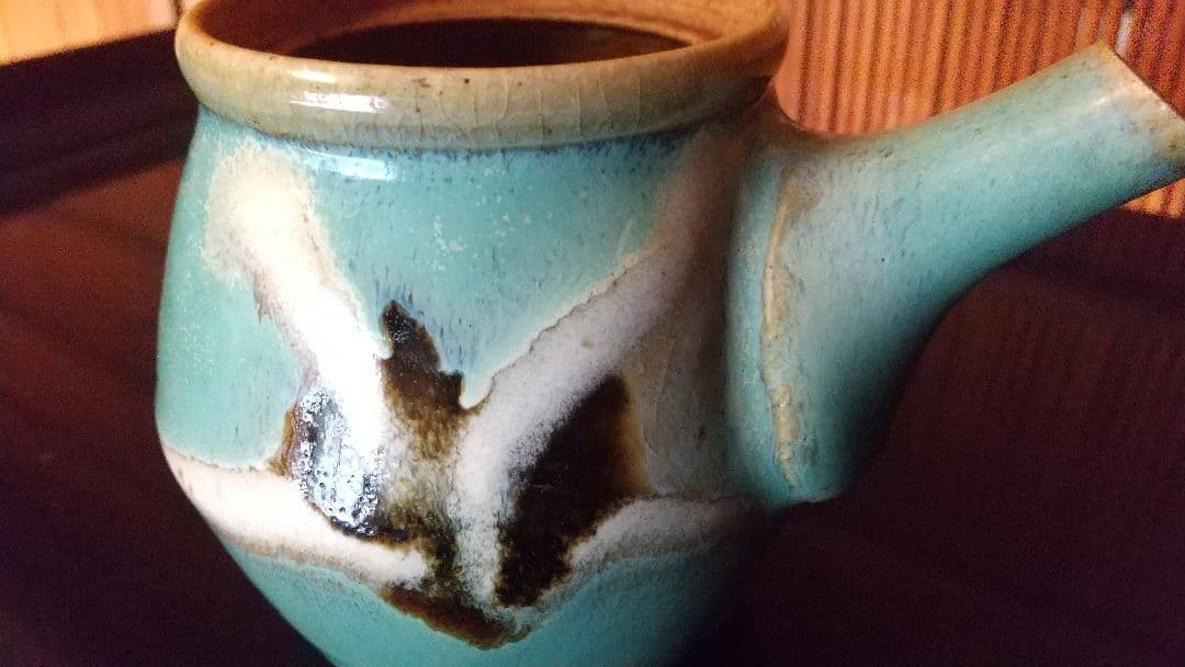 骨董　小ぶりな急須　高さ9cm 昭和初期　 洒落た色合い　濱田庄司か？