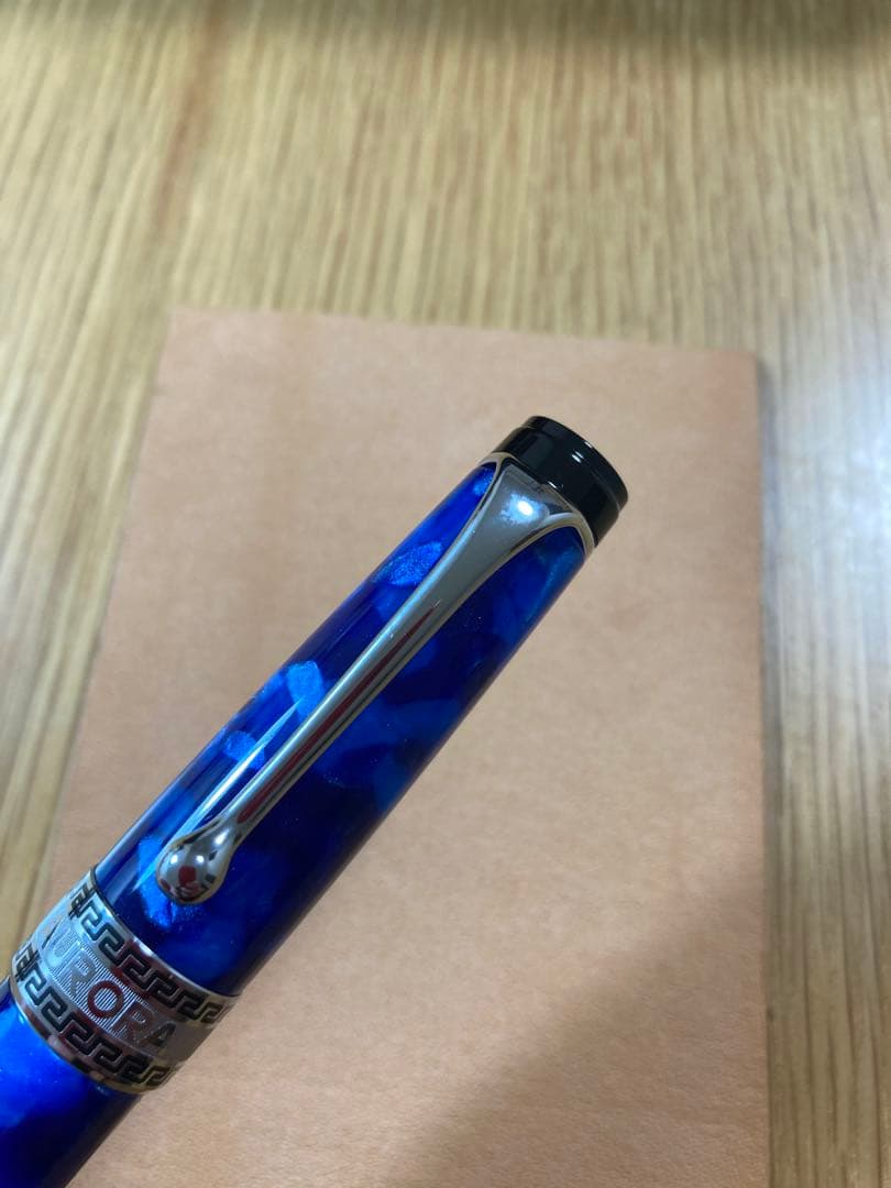 アウロラ 万年筆 青 14K金 Mニブ