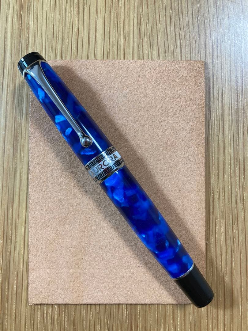 アウロラ 万年筆 青 14K金 Mニブ