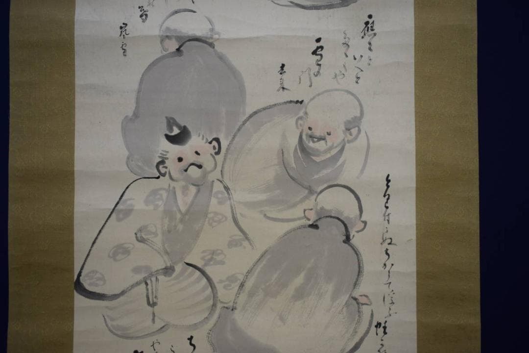 模写/月僊/芭蕉十哲画句/布袋屋掛軸HF-435