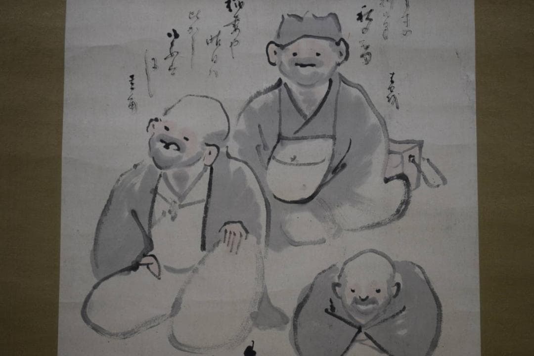 模写/月僊/芭蕉十哲画句/布袋屋掛軸HF-435