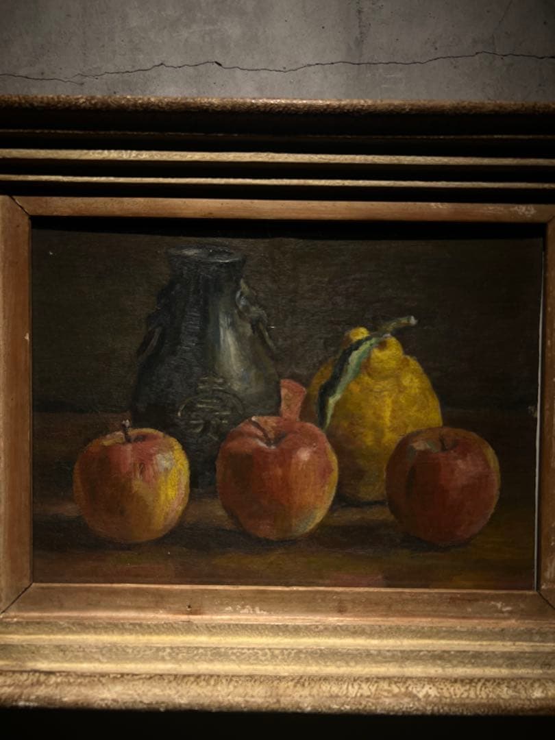 肉筆油彩画　【静物画】　時代物　作者不詳