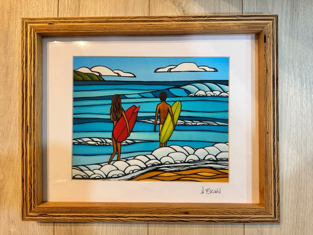 フレーム付き　ヘザーブラウン　Love&Surf