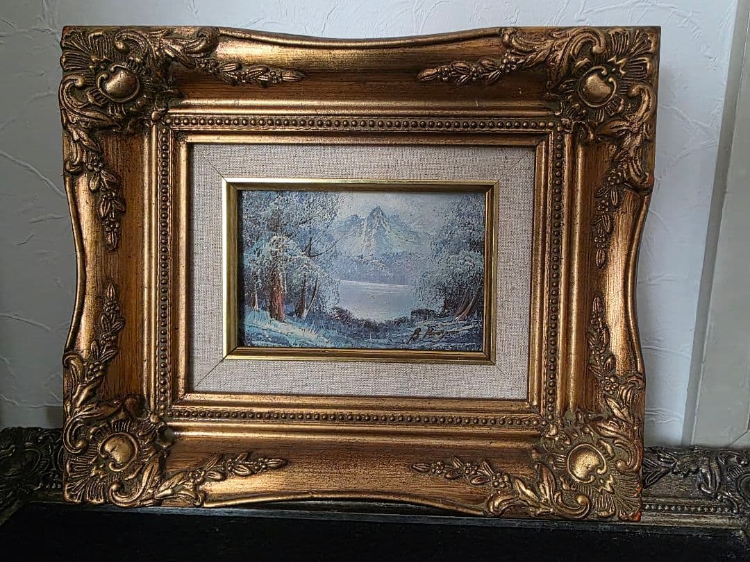 アンティーク　油絵　風景画 金色フレーム付き