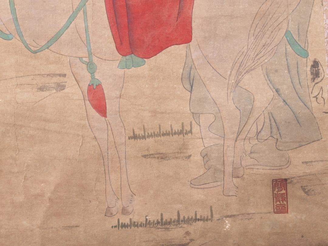 【骨董掛け軸】人物図徐熙　五代 肉筆保證 掛け軸　捲り AK949A12-3