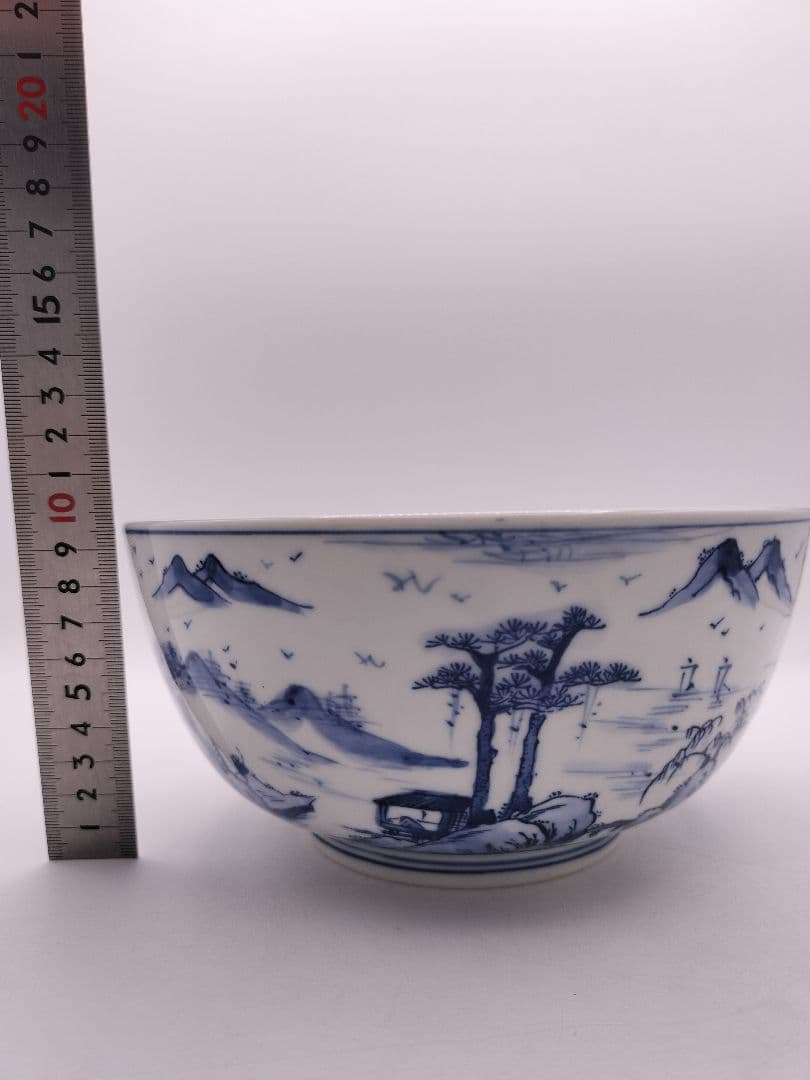 c601 菓子鉢 染付山水 川瀬白鳳 木箱 茶道具 古物