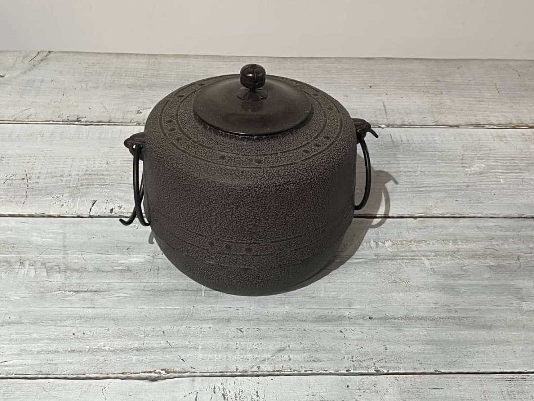 茶の湯釜 利休好 萬代厚釜 人間国宝 高橋敬典作 直筆専用函付き＊未使用！