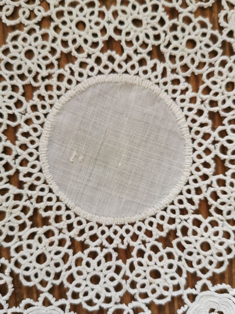 アンティーク アイリッシュリネン クロシェ編み花モチーフ ドイリー タティング風