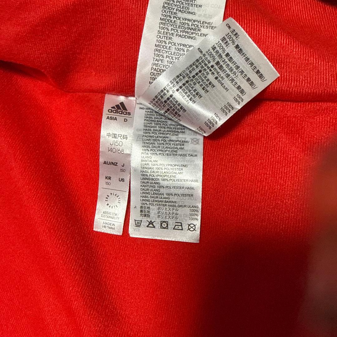 【美品】アディダス ベンチコート ジュニア ブラック/レッド 150cm