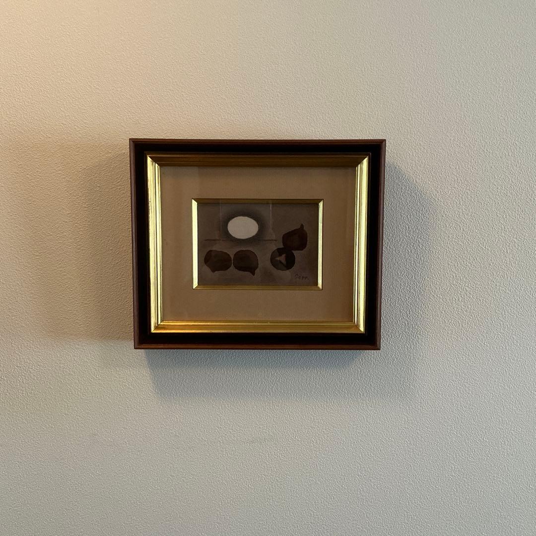 宇治山哲平　油彩画　　卵とイチヂク　真作