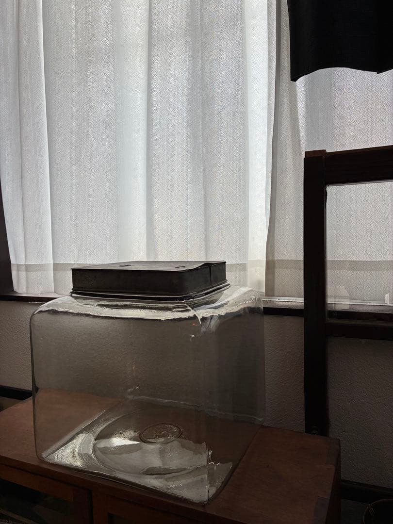 大正 特大 菓子瓶 ガラス瓶 気泡 ゆらゆらガラス 戦前 古道具 アンティーク