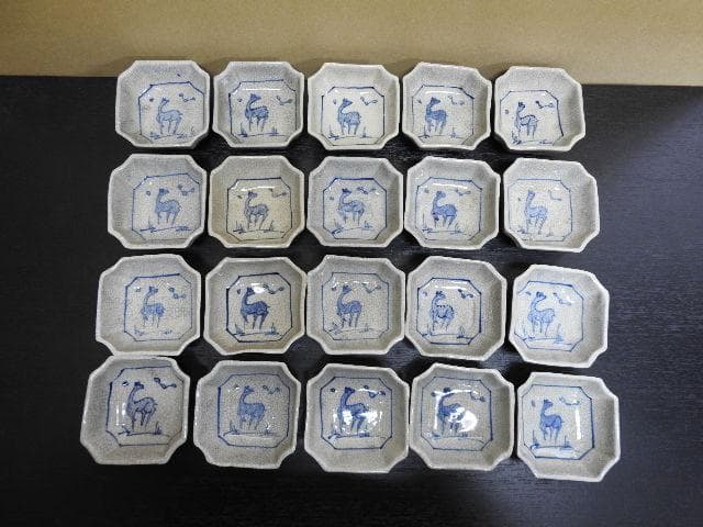 鹿絵小皿　20客　瀬戸？民平？　MA345