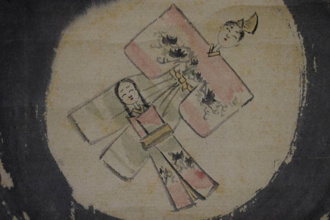 真作/河村文鳳/宝珠に雛図/布袋屋掛軸HG-698