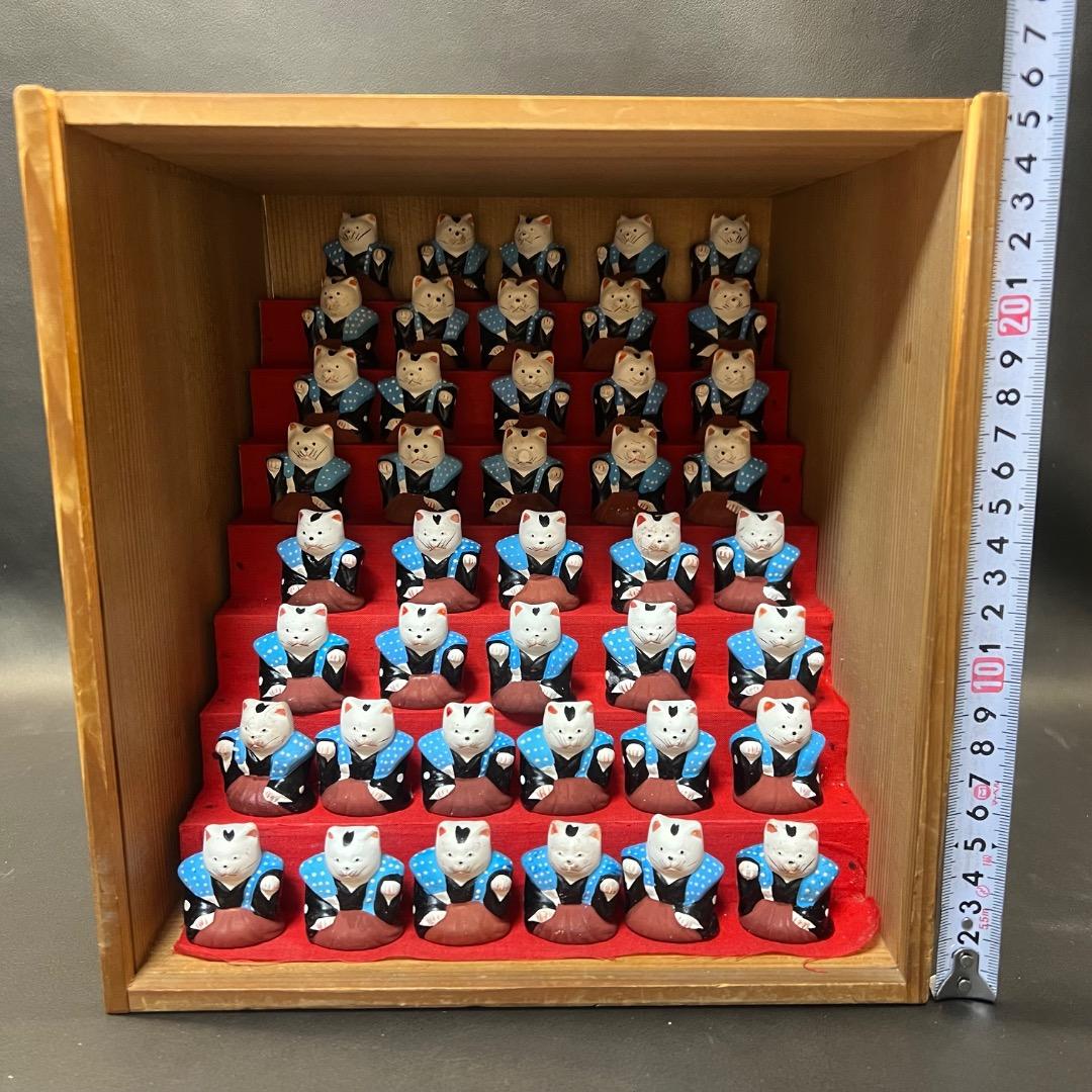 〇※後右1266 住吉大社 招福猫 42体 招き猫 木箱 ケース