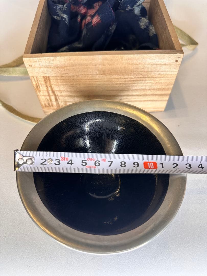 宋代 建盞 天目盞 銀覆輪付 共箱付