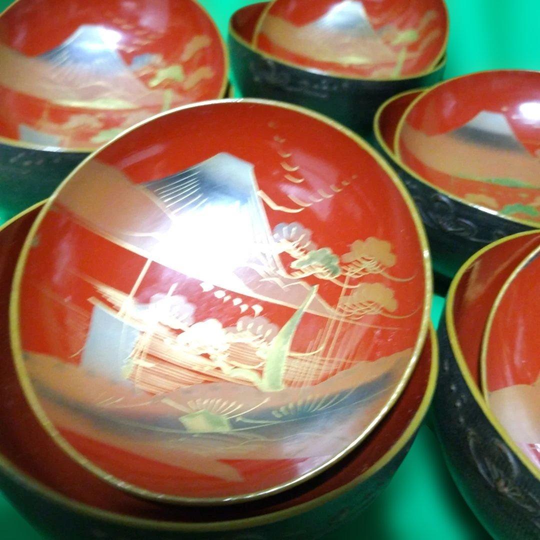 輪島塗 鉄錆塗 天然木椀 5客