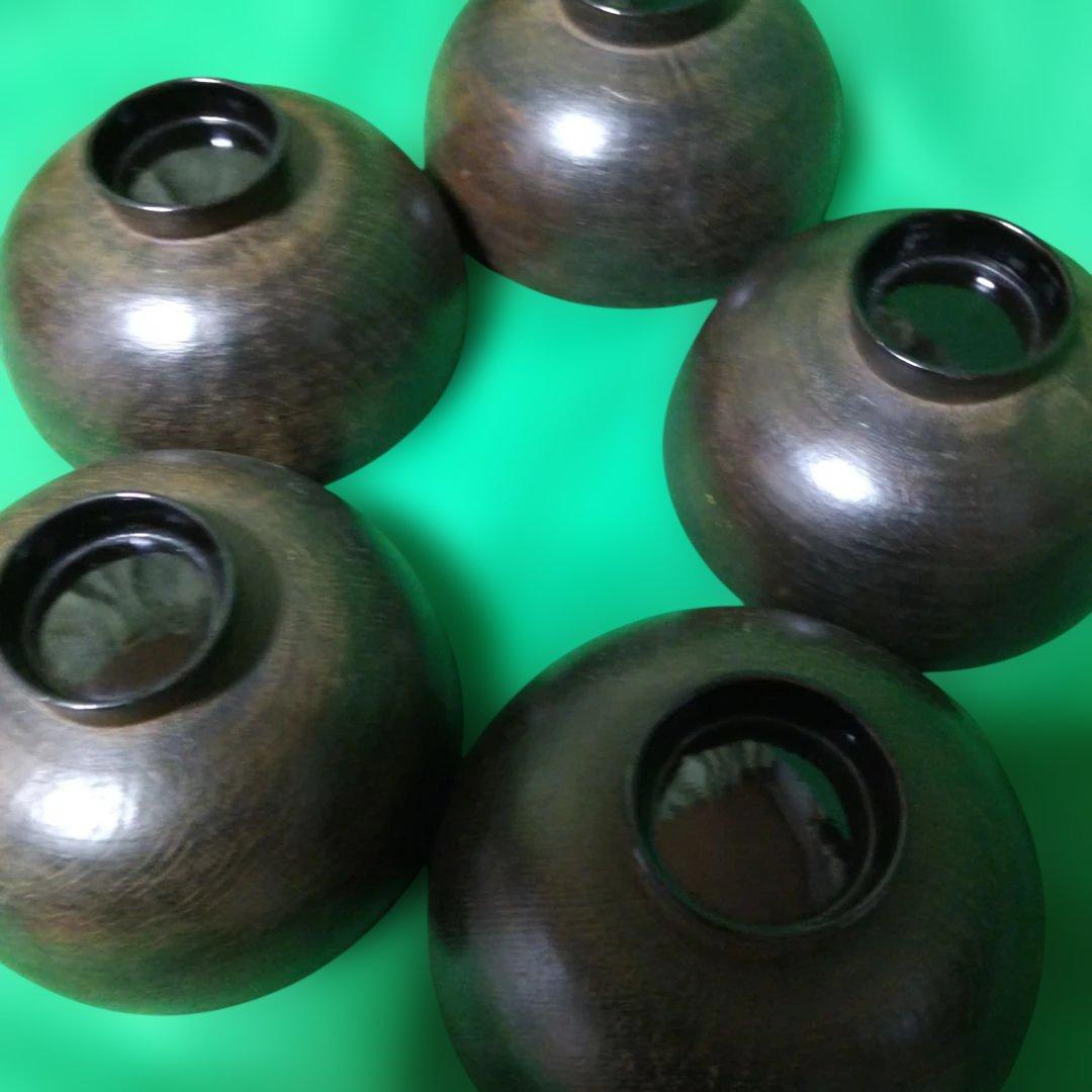 輪島塗 鉄錆塗 天然木椀 5客