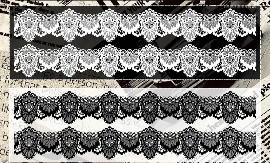 霖蓝汐原创手账《黑白蕾丝背景》海外マスキングテープ　マステ 【2648】