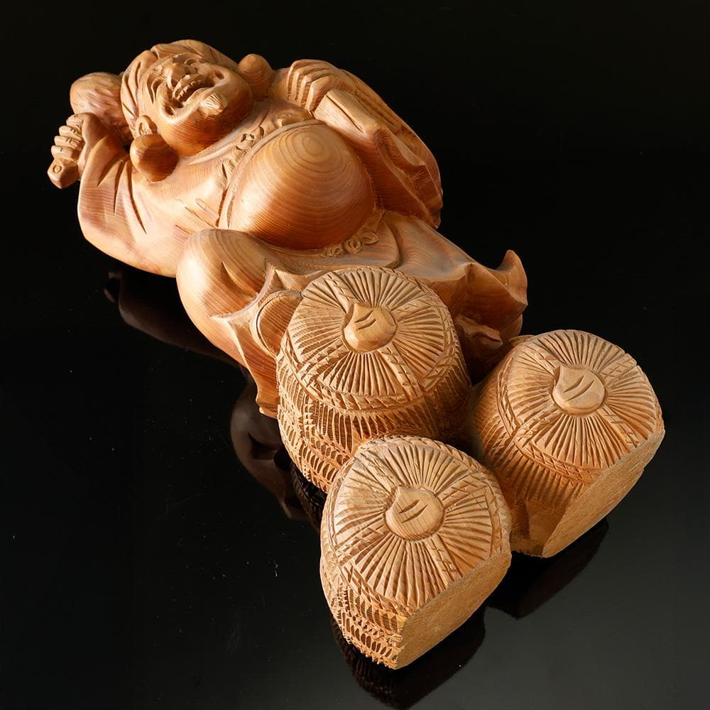 木彫 大黒天像 仏像 東洋彫刻 仏教美術 七福神 縁起物 置物 高さ54㎝