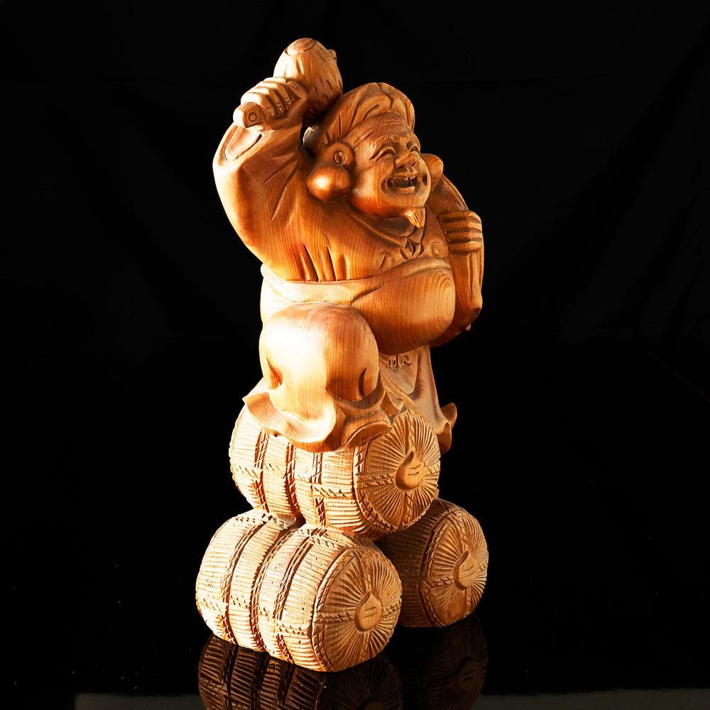 木彫 大黒天像 仏像 東洋彫刻 仏教美術 七福神 縁起物 置物 高さ54㎝