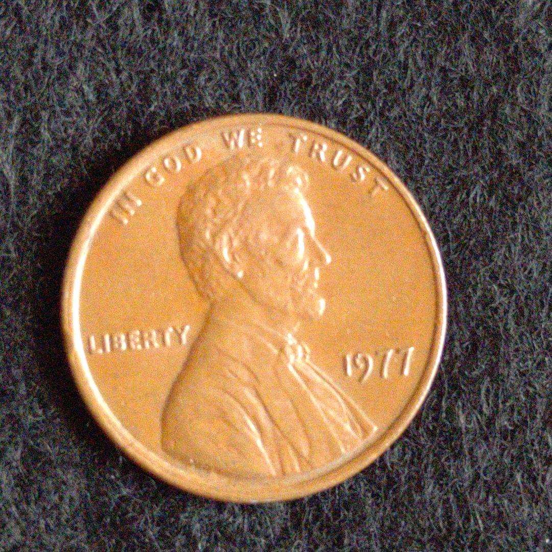 アメリカ硬貨☆リバティ1セント銅貨☆1977年と1987年2枚セット☆リンカーン