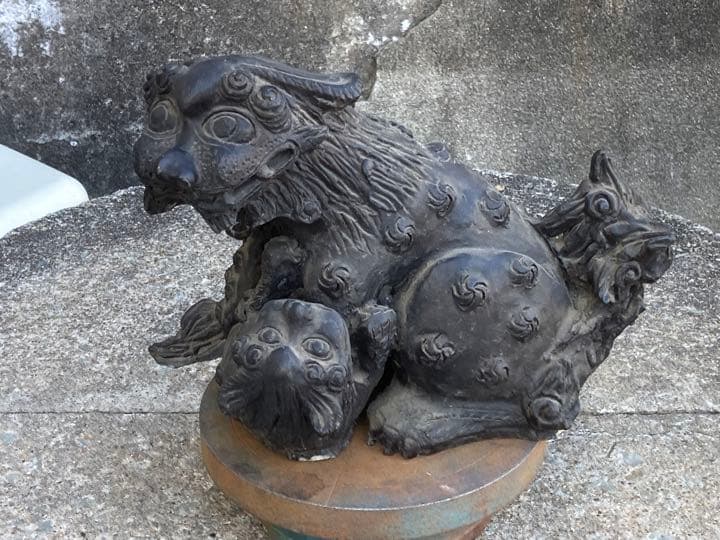 古い鬼瓦親子獅子33cm