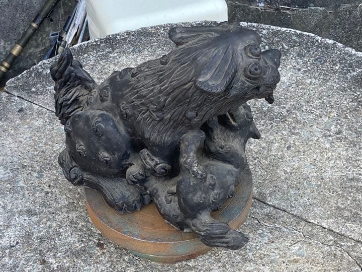 古い鬼瓦親子獅子33cm