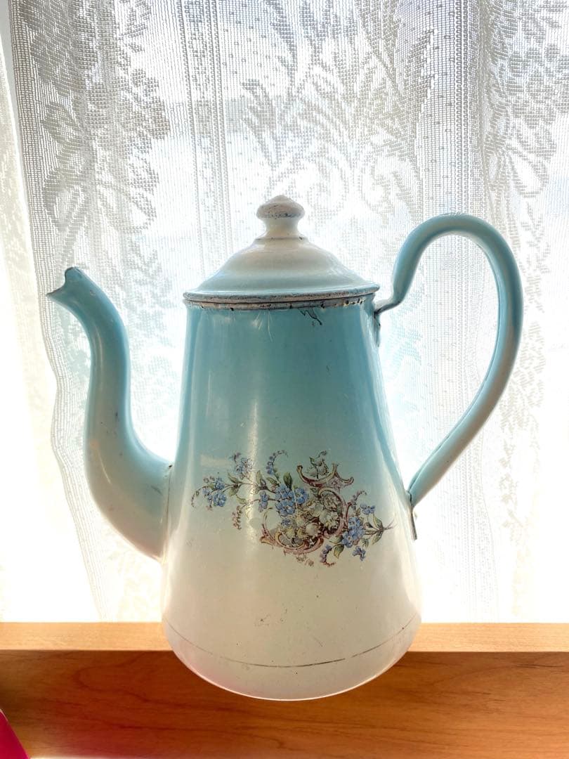 アンティーク　ホーロー　ティーポット