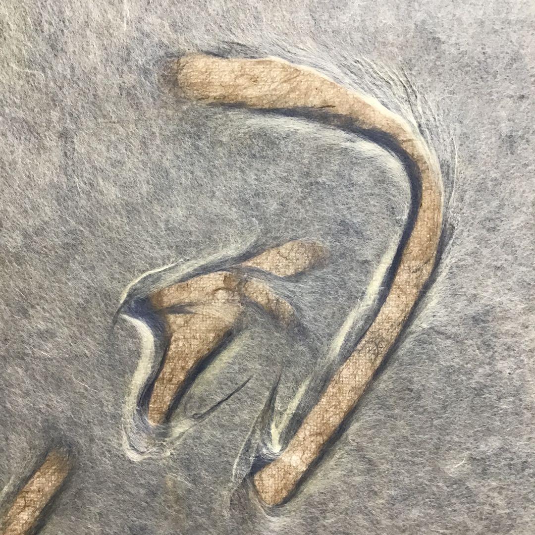 K茶道具　掛軸　「忍」　小原和紙工芸作家　山内一生作　共箱　紙箱　S971KJ