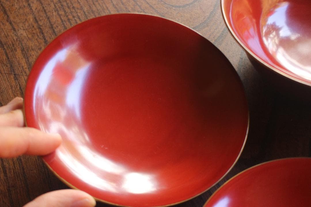 デッドストック！時代金縁朱漆に極上松竹梅沈金の映える大椀2点（検輪島塗雑煮椀