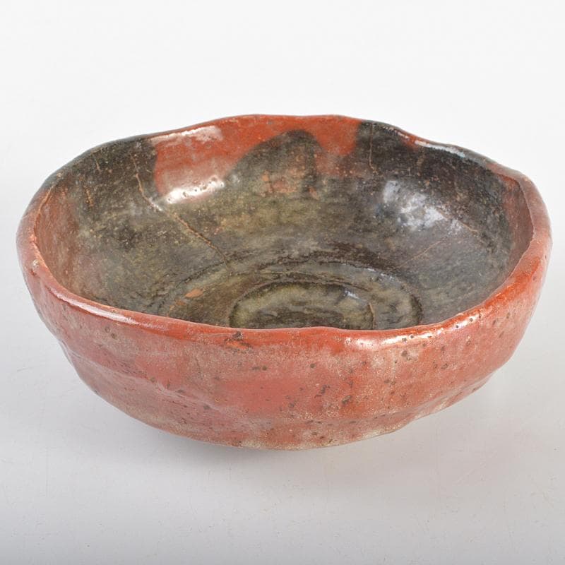 茶道具　楽吉左衛門　十代旦入造　赤楽平茶碗　共箱　D　R7072