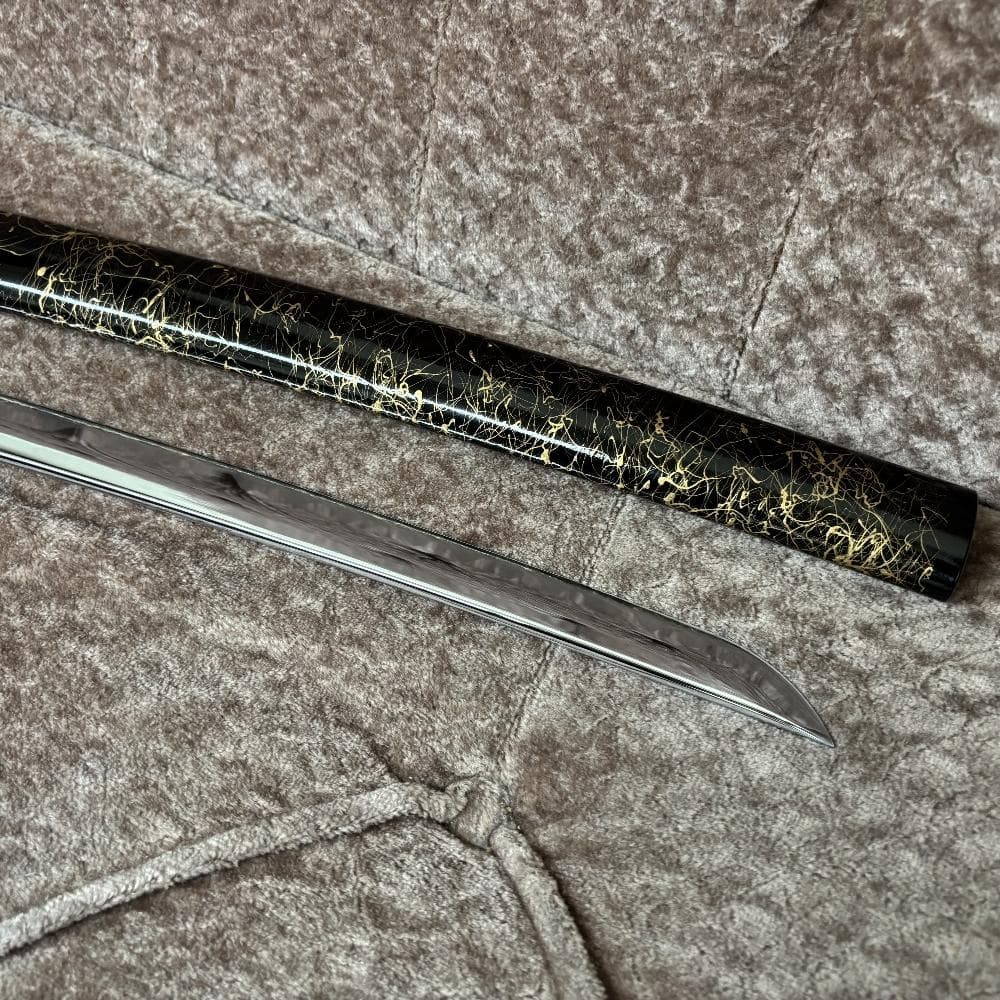 美品 龍神金具 模造刀 金糸塗鞘 互の目刃文 全長98cm 抜身912g 鑑賞用