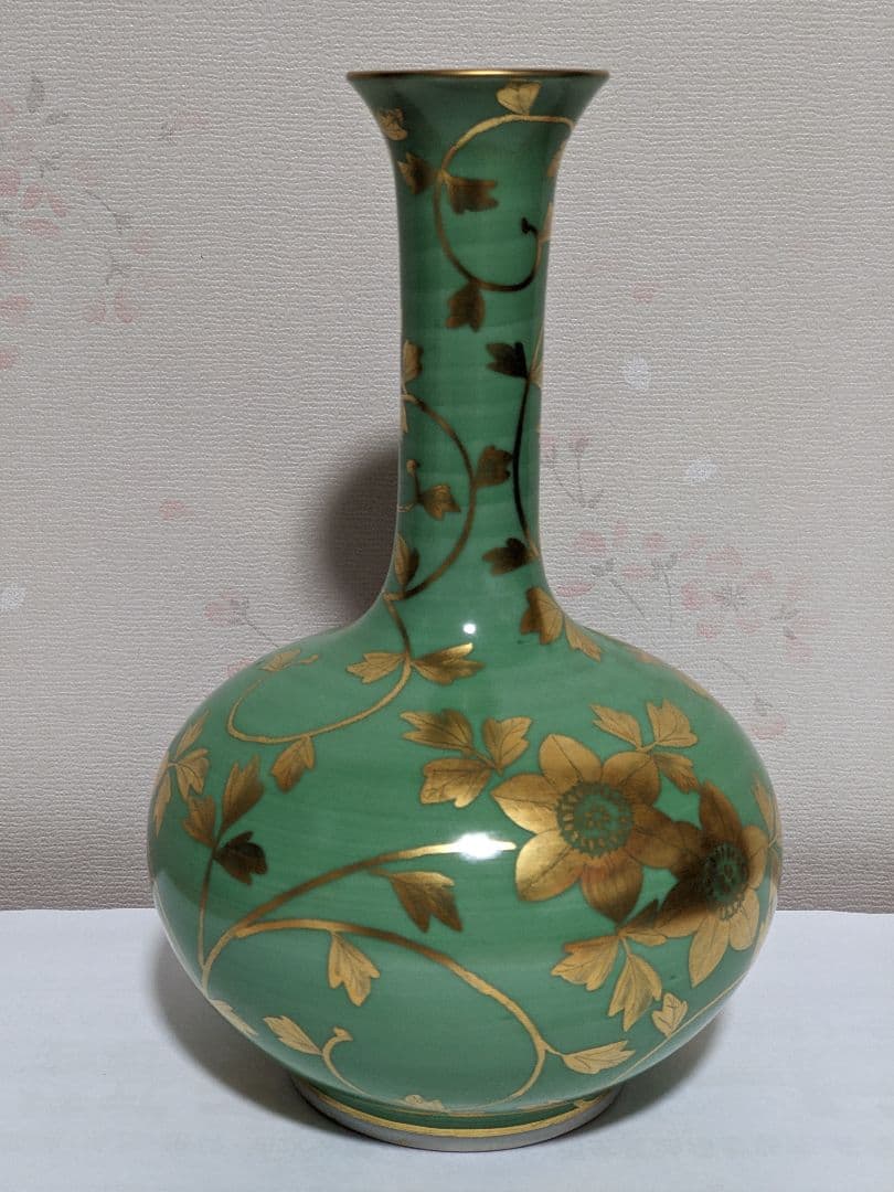 ⭐九谷焼重鎮 名工 吉田美統 人間国宝 金彩絵付 花器 花活 置物飾り 骨董品