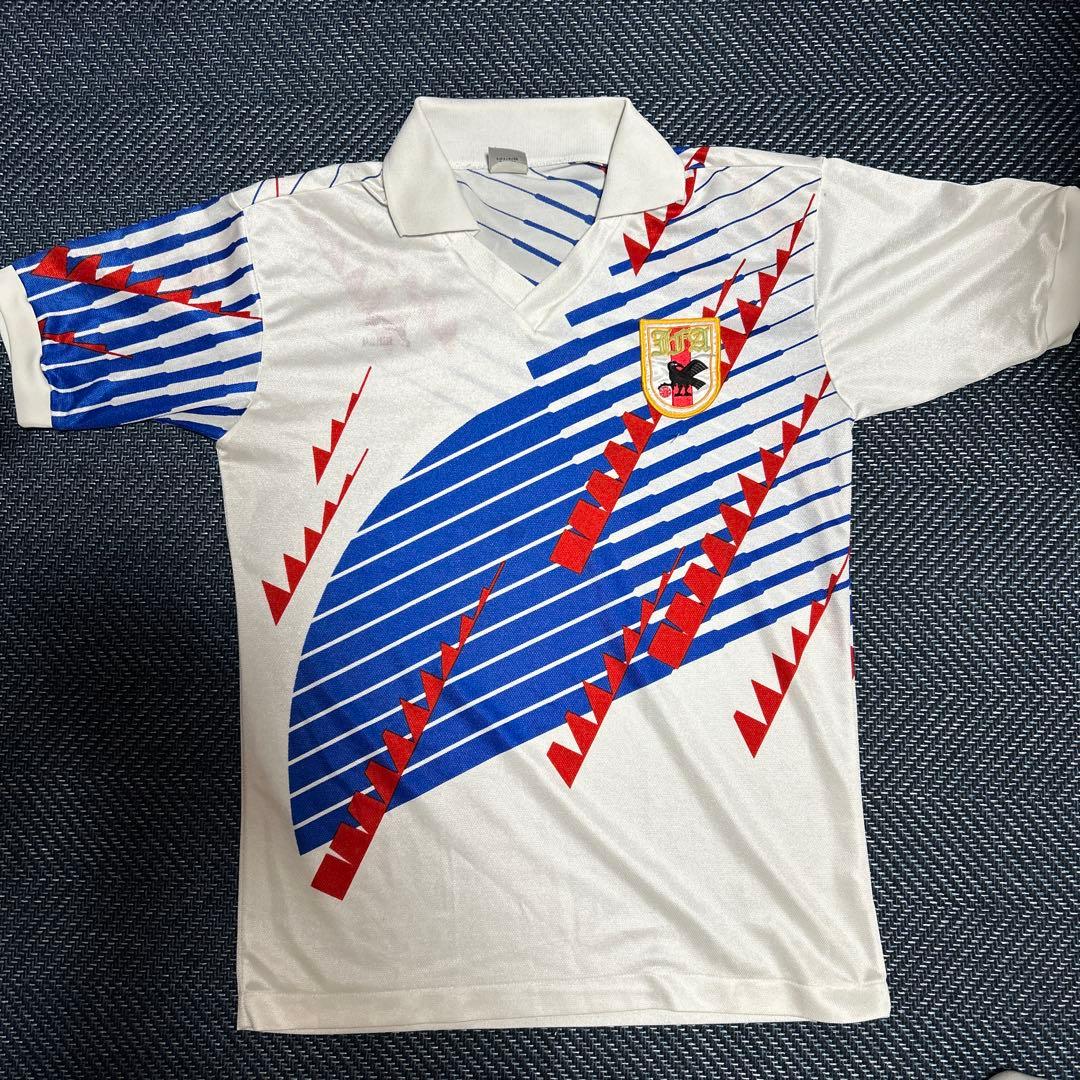 サッカーシャツ 白/青/赤 ストライプ