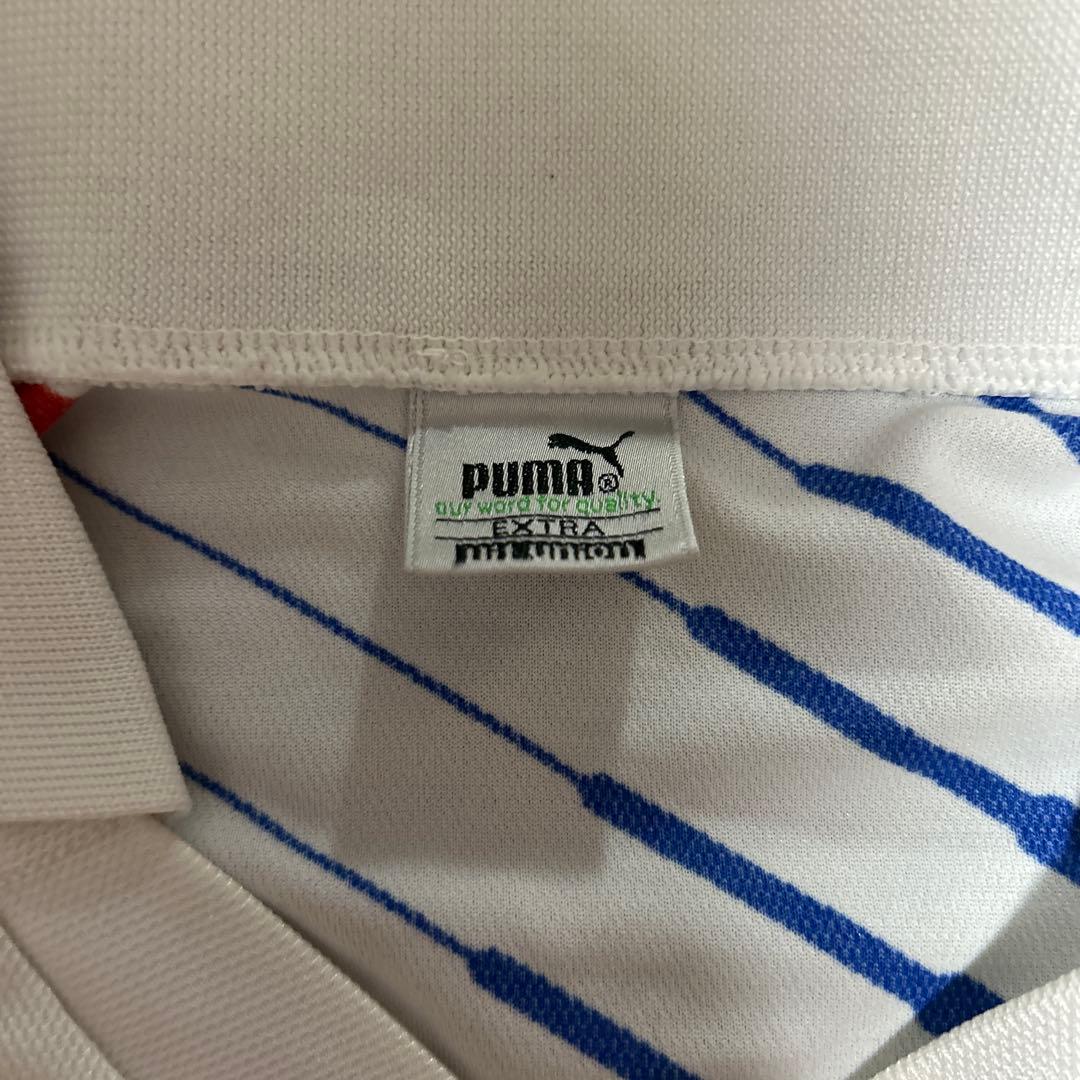 サッカーシャツ 白/青/赤 ストライプ