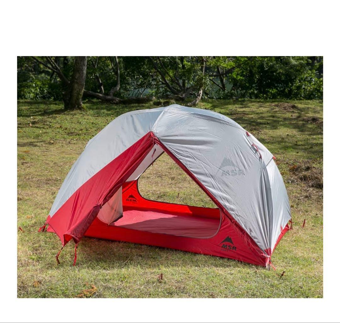 MSR エリクサー2ドーム型キャンプテント ホワイト/レッド