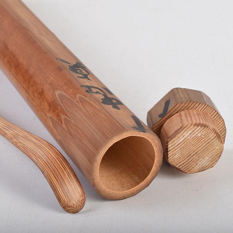 茶道具　表千家十三代即中斎　自作茶杓　銘「忠貞」　共筒共箱　M　R9269