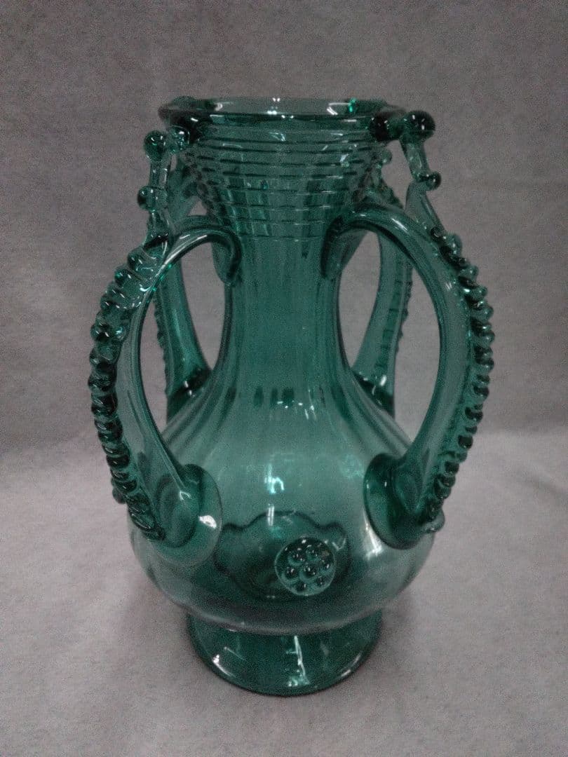 マヨルカガラス　花瓶　スペイン　　吹きガラス　美術民藝　工芸品　アンティーク