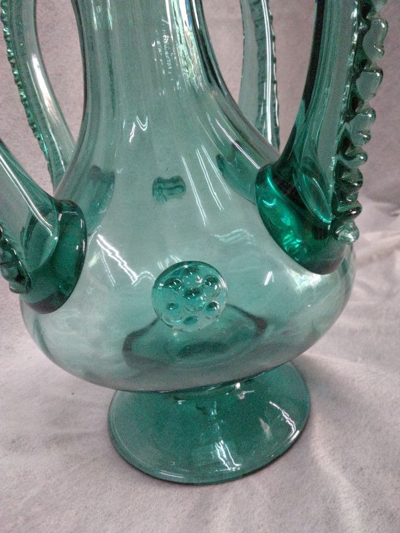 マヨルカガラス　花瓶　スペイン　　吹きガラス　美術民藝　工芸品　アンティーク