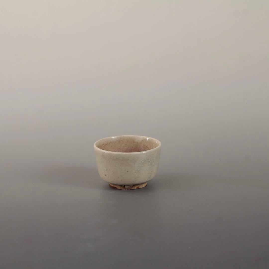 佳き貫入染み 半筒 盃 ぐい呑み 酒器 古道具 アンティーク