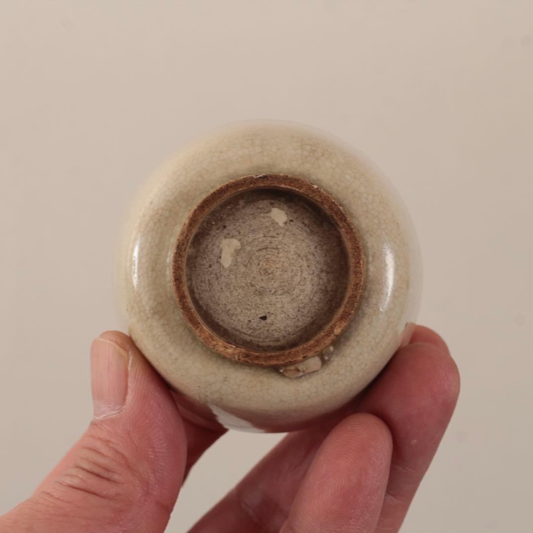 佳き貫入染み 半筒 盃 ぐい呑み 酒器 古道具 アンティーク