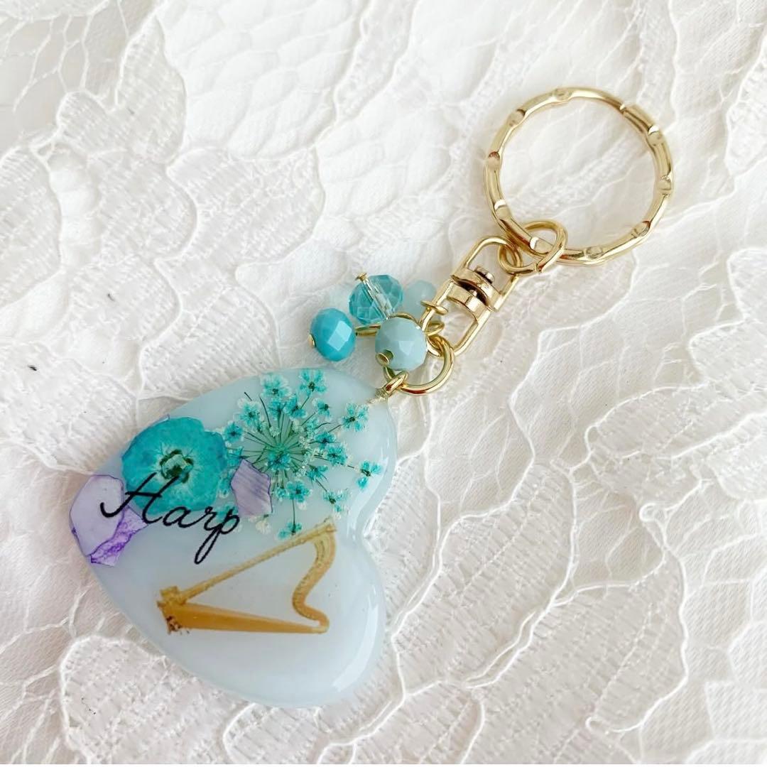 【3183】難あり・ハープ harp カリビアンブルーなお花入り ハート型