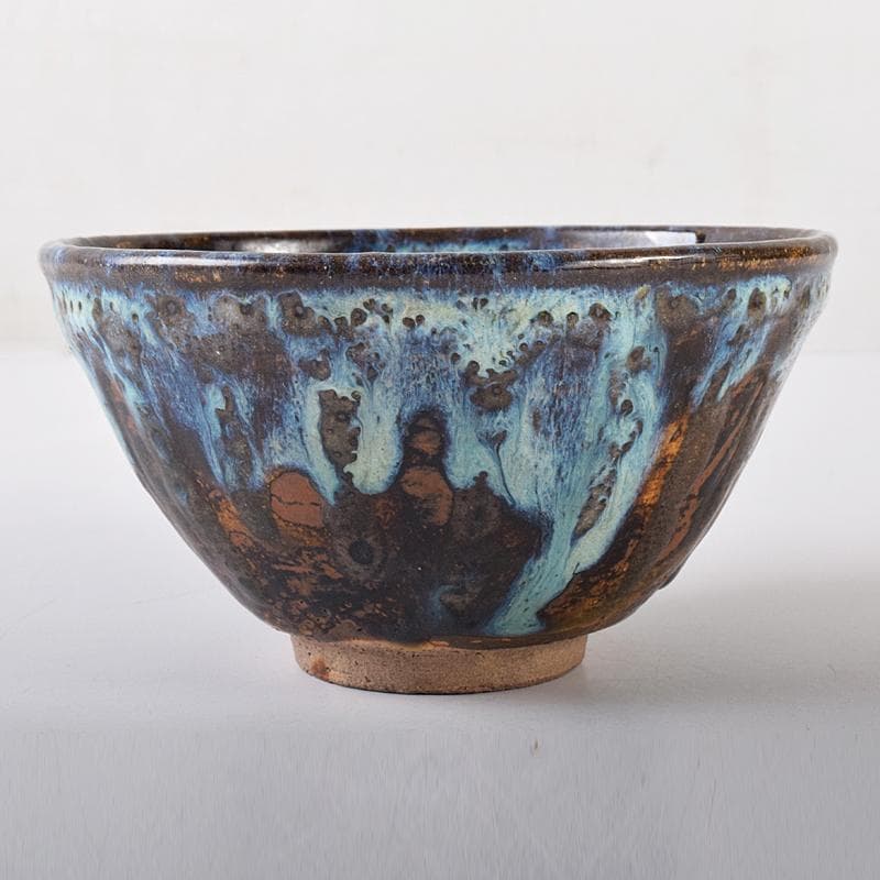 茶道具　板谷波山作　天目茶碗　銘「宇宙」　共布　代淡々斎極め箱　F　R7886