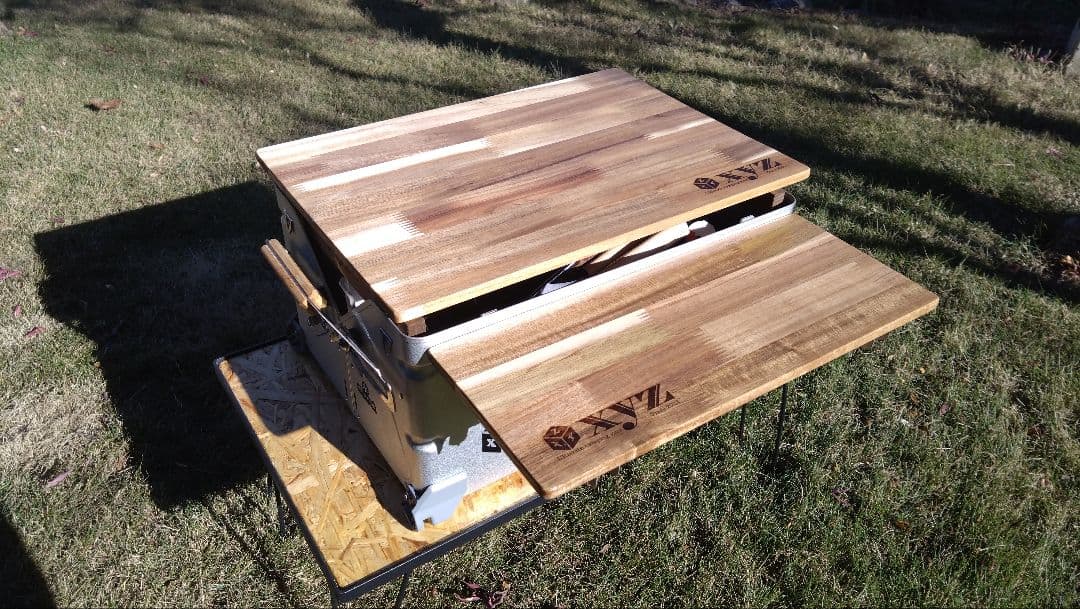 スノーピーク　シェルフコンテナ25用　スライド天板＆サイドテーブル＆サイドバー①