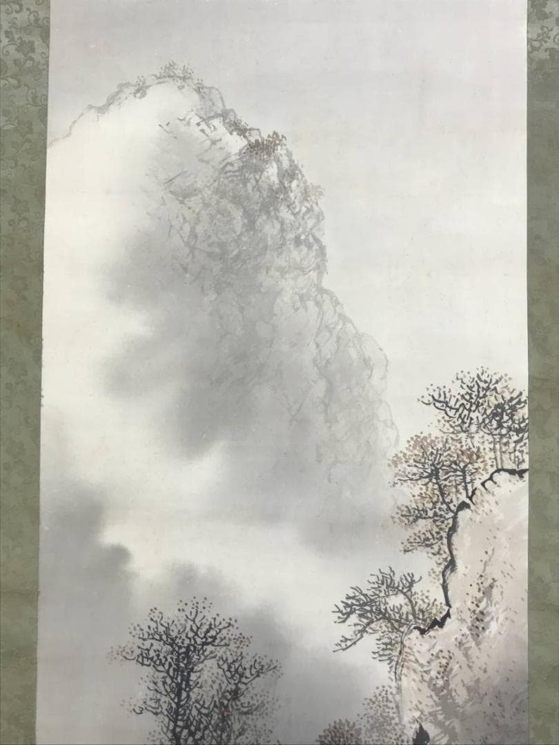 【真作】大西圭斎/秋景山樵図/山水図/深山帰樵図/掛軸/名家伝来/AD-346