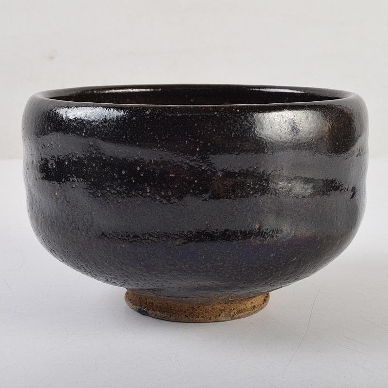 茶道具　楽吉左衛門　九代　了入作　黒楽茶碗　共箱　V　R9515