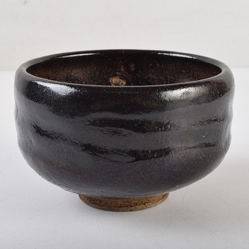 茶道具　楽吉左衛門　九代　了入作　黒楽茶碗　共箱　V　R9515