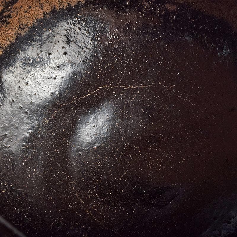 茶道具　楽吉左衛門　九代　了入作　黒楽茶碗　共箱　V　R9515