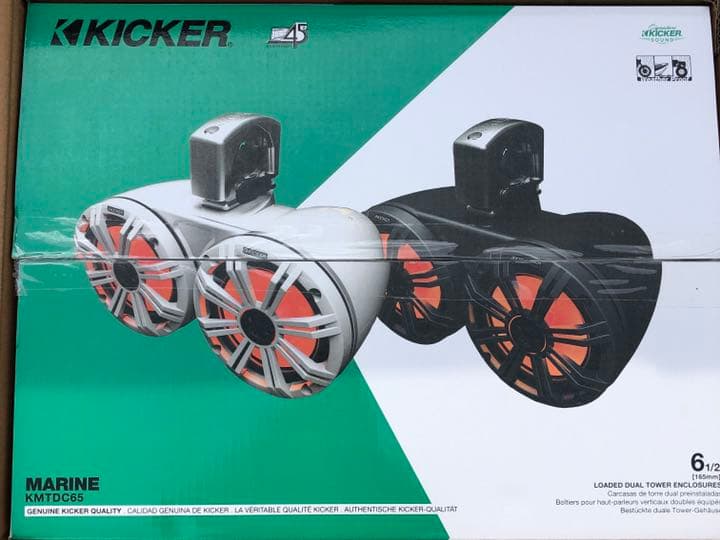 キッカーマリンタワースピーカー新品 ブラックLEDタワーバーウェイク艇