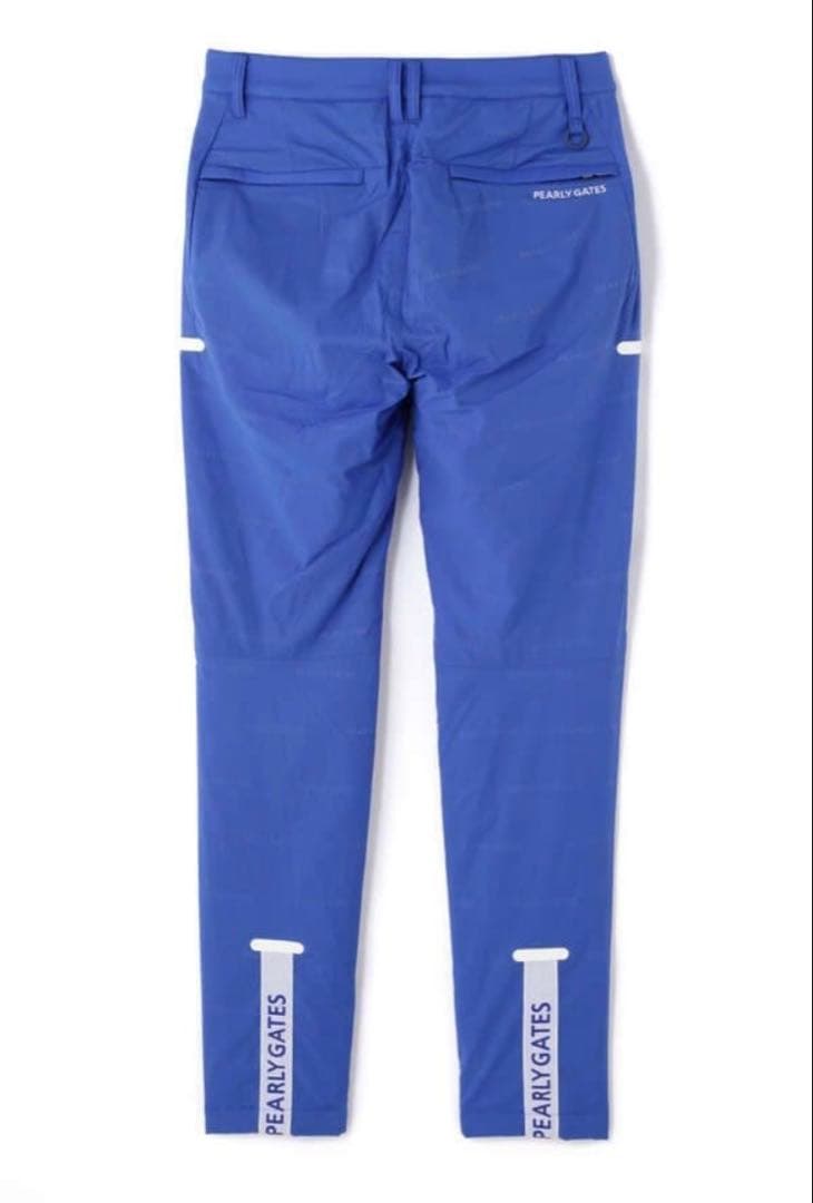 新品 パーリーゲイツ ナイロンストレッチロゴジャガード パンツ(5)サイズL/青